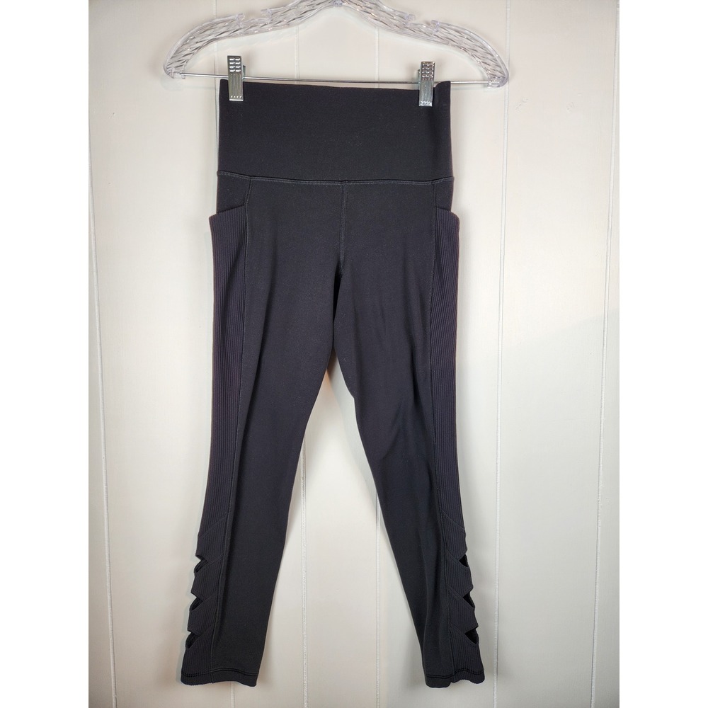 Athleta Salutation Stash Pocket II Cutout 7/8 Leggings Black XS High Rise Ribbed